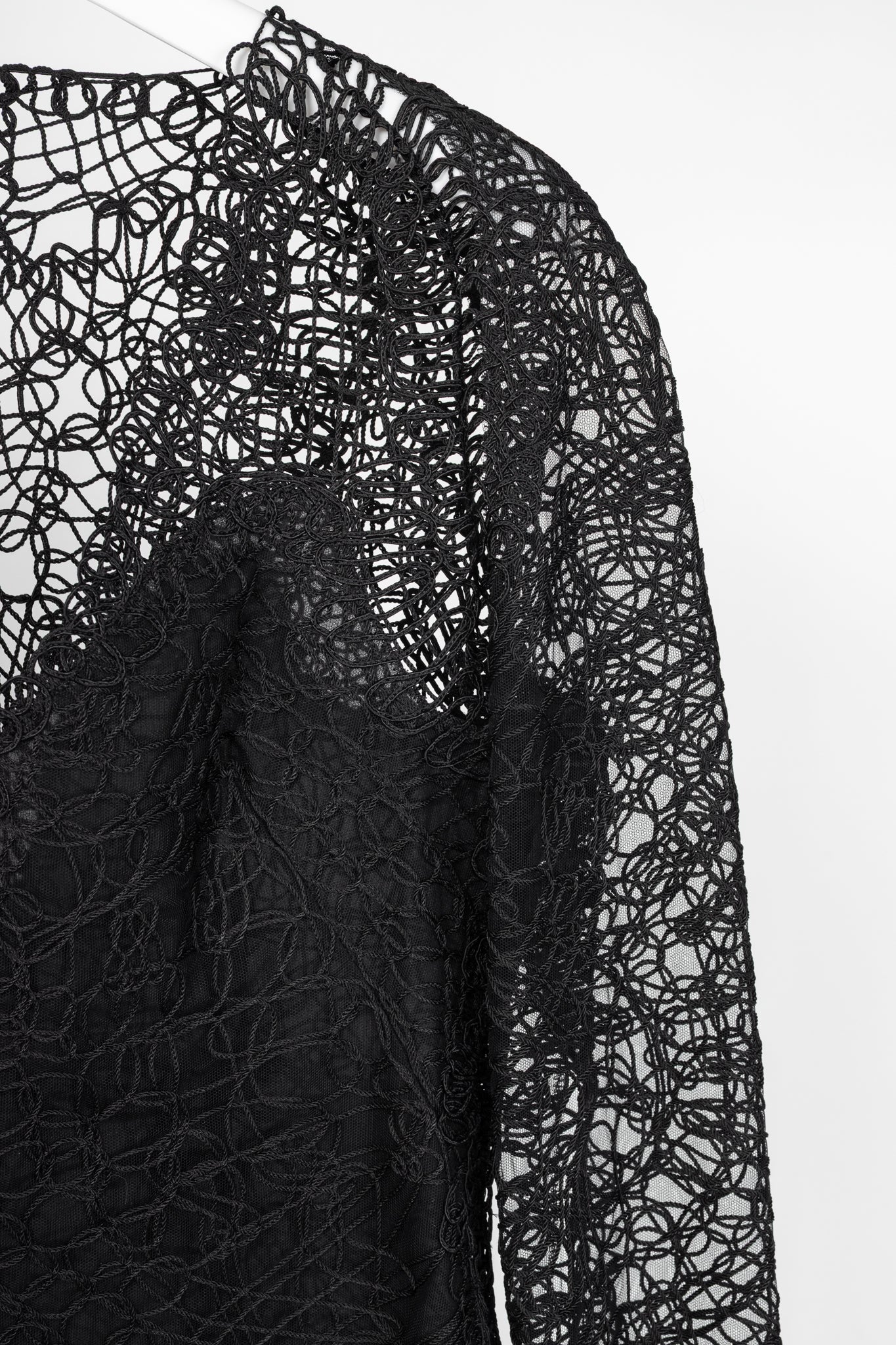 Tom Ford SS14 Black Soutache-Embroidered Long-Sleeve Top