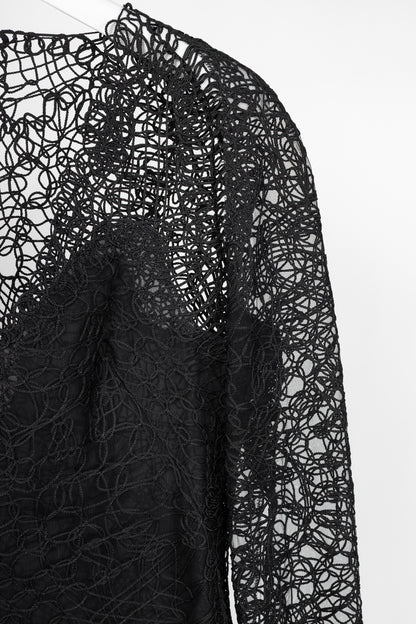 Tom Ford SS14 Black Soutache-Embroidered Long-Sleeve Top