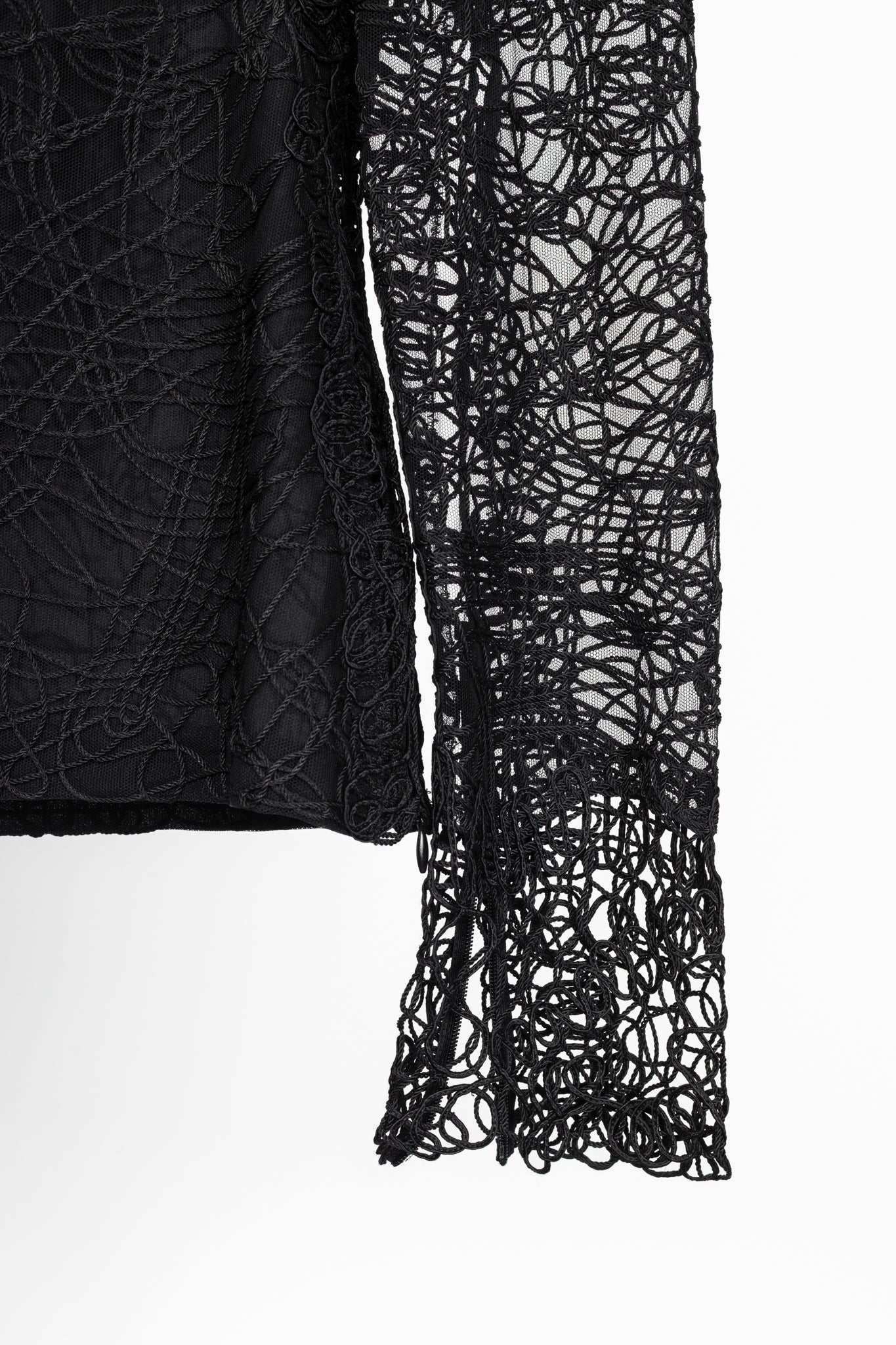 Tom Ford SS14 Black Soutache-Embroidered Long-Sleeve Top