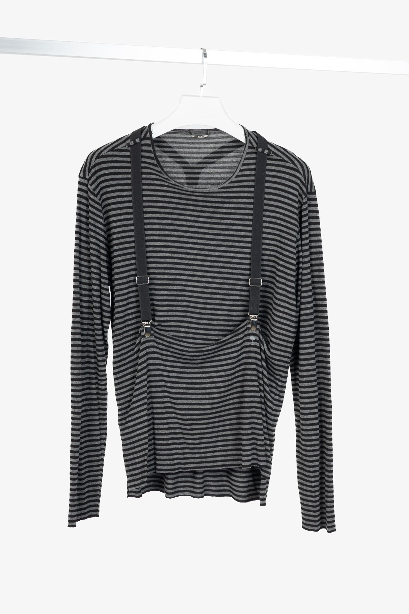 Daniele Alessandrini Grey & Black Striped Jersey Suspender T-Shirt