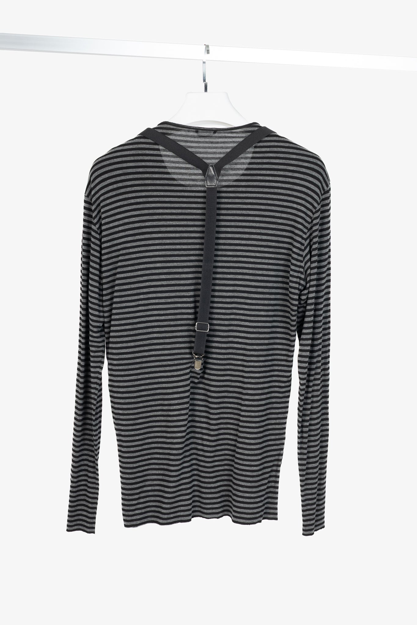 Daniele Alessandrini Grey & Black Striped Jersey Suspender T-Shirt