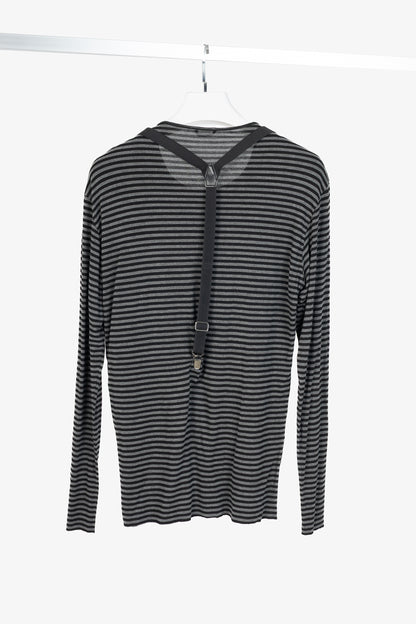 Daniele Alessandrini Grey & Black Striped Jersey Suspender T-Shirt