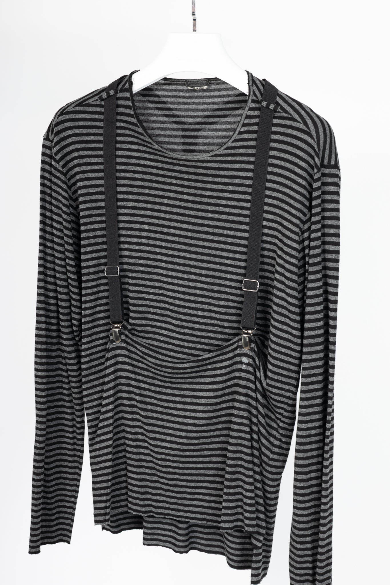Daniele Alessandrini Grey & Black Striped Jersey Suspender T-Shirt