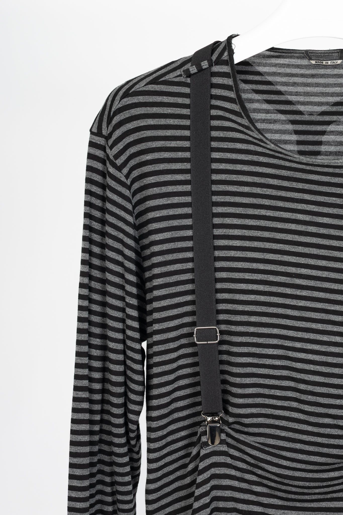 Daniele Alessandrini Grey & Black Striped Jersey Suspender T-Shirt