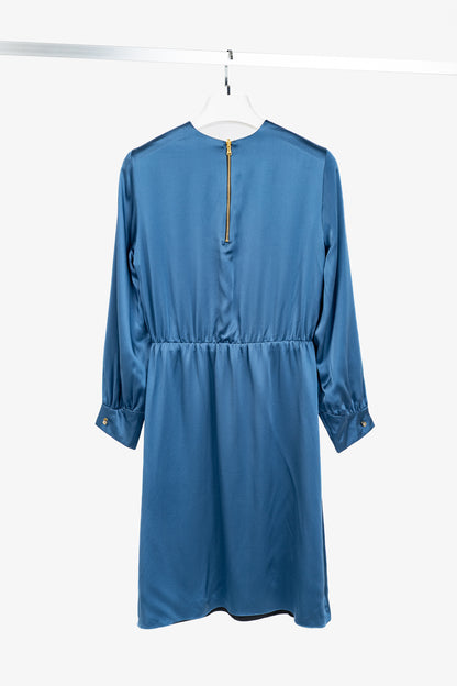 Dassie Reversible Black & Blue Silk Charmeuse Dress