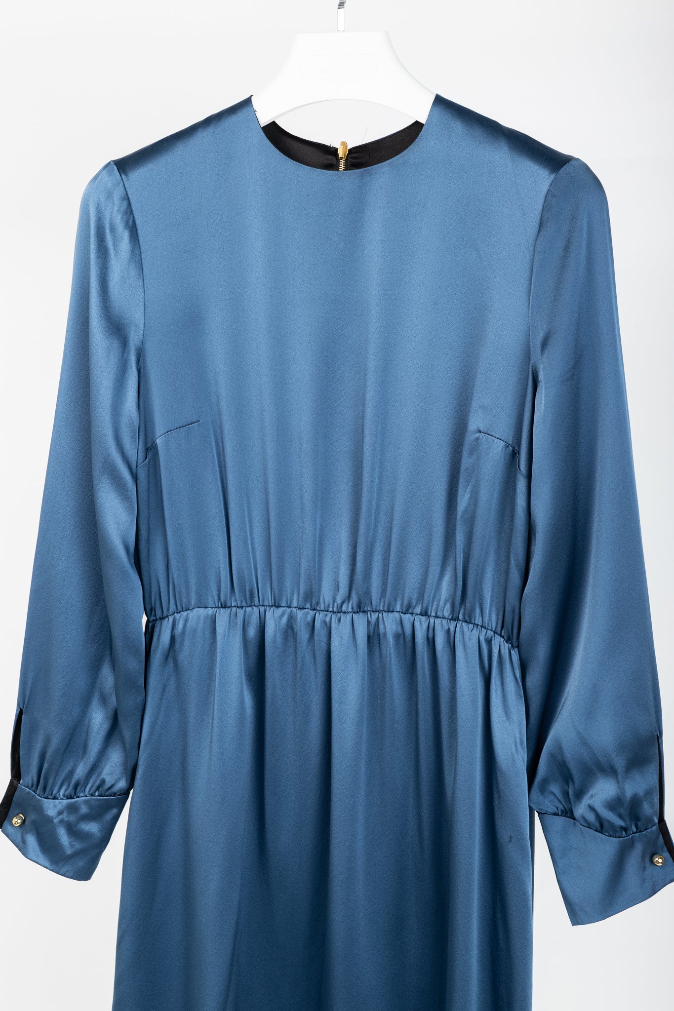 Dassie Reversible Black & Blue Silk Charmeuse Dress
