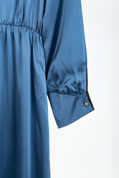 Dassie Reversible Black & Blue Silk Charmeuse Dress