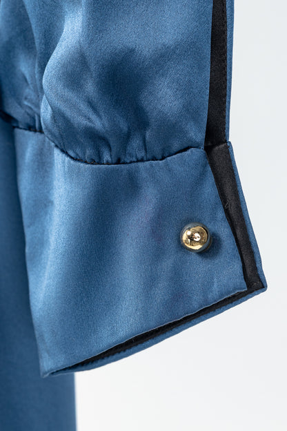 Dassie Reversible Black & Blue Silk Charmeuse Dress