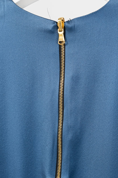 Dassie Reversible Black & Blue Silk Charmeuse Dress