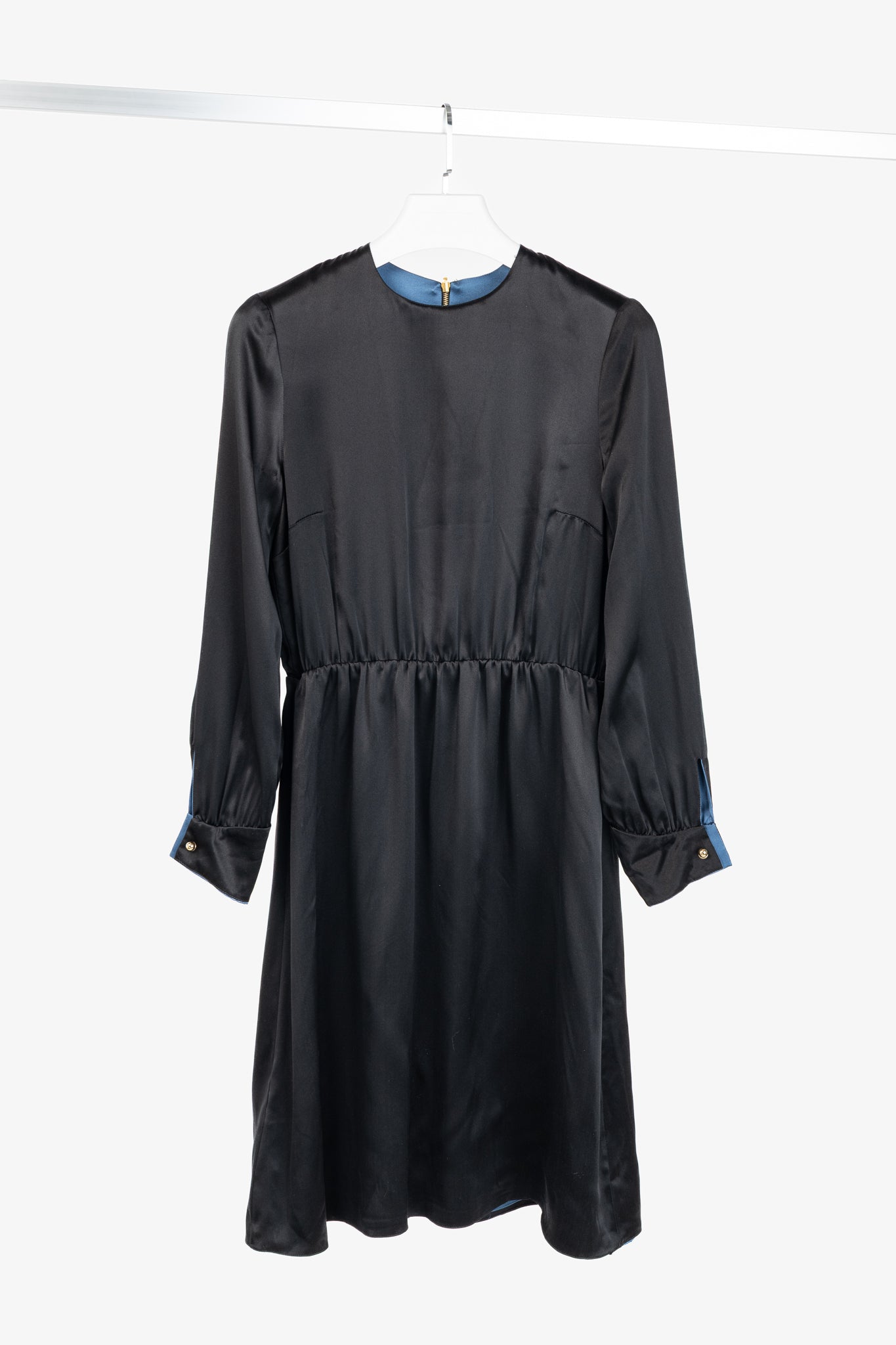 Dassie Reversible Black & Blue Silk Charmeuse Dress