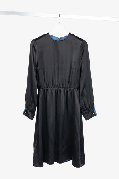 Dassie Reversible Black & Blue Silk Charmeuse Dress