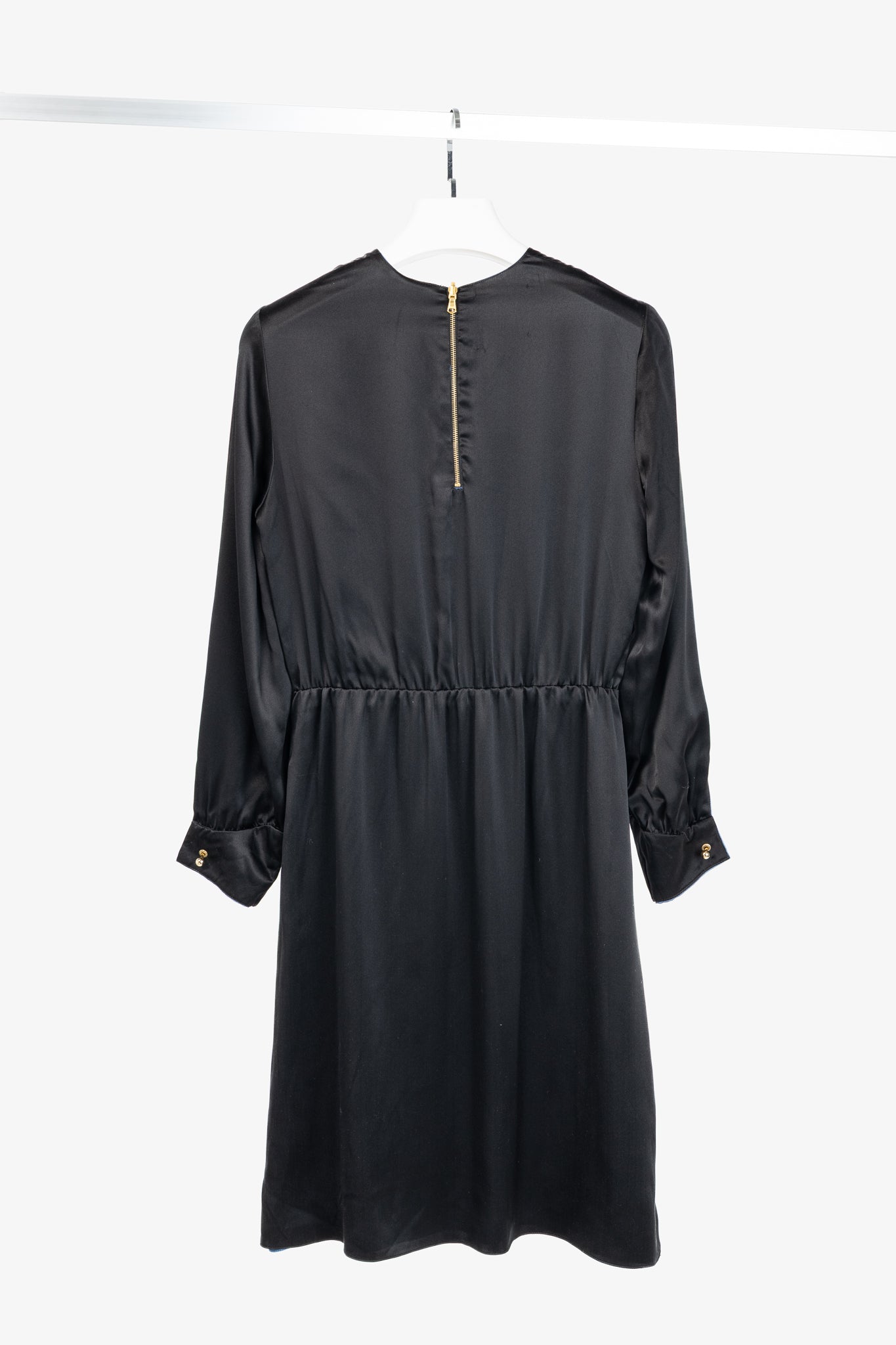 Dassie Reversible Black & Blue Silk Charmeuse Dress