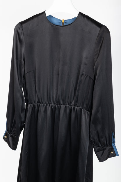 Dassie Reversible Black & Blue Silk Charmeuse Dress
