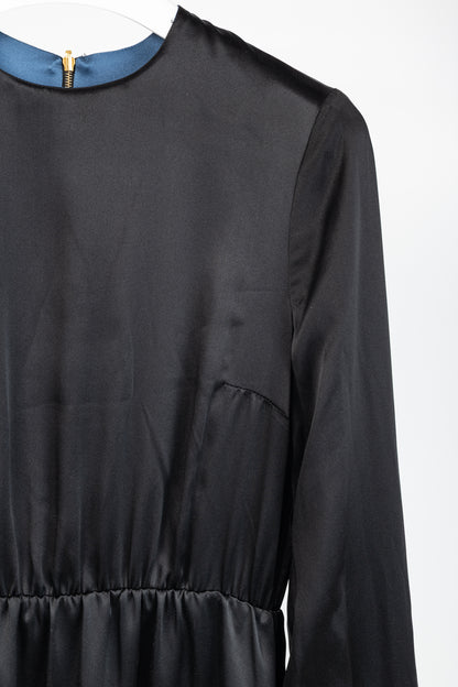 Dassie Reversible Black & Blue Silk Charmeuse Dress