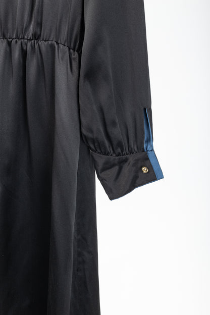 Dassie Reversible Black & Blue Silk Charmeuse Dress