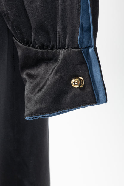 Dassie Reversible Black & Blue Silk Charmeuse Dress
