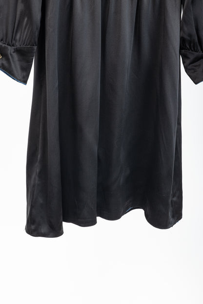 Dassie Reversible Black & Blue Silk Charmeuse Dress