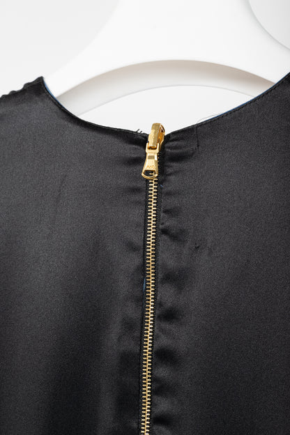 Dassie Reversible Black & Blue Silk Charmeuse Dress