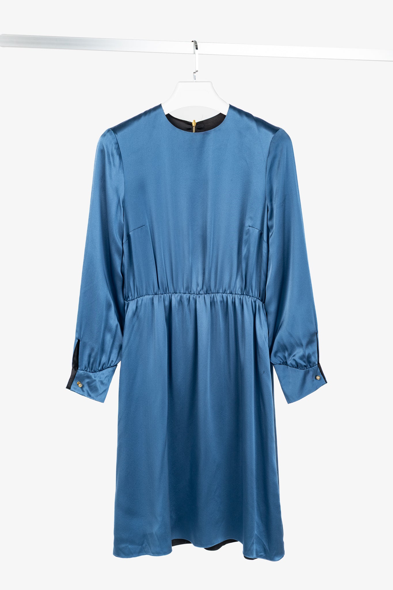 Dassie Reversible Black & Blue Silk Charmeuse Dress