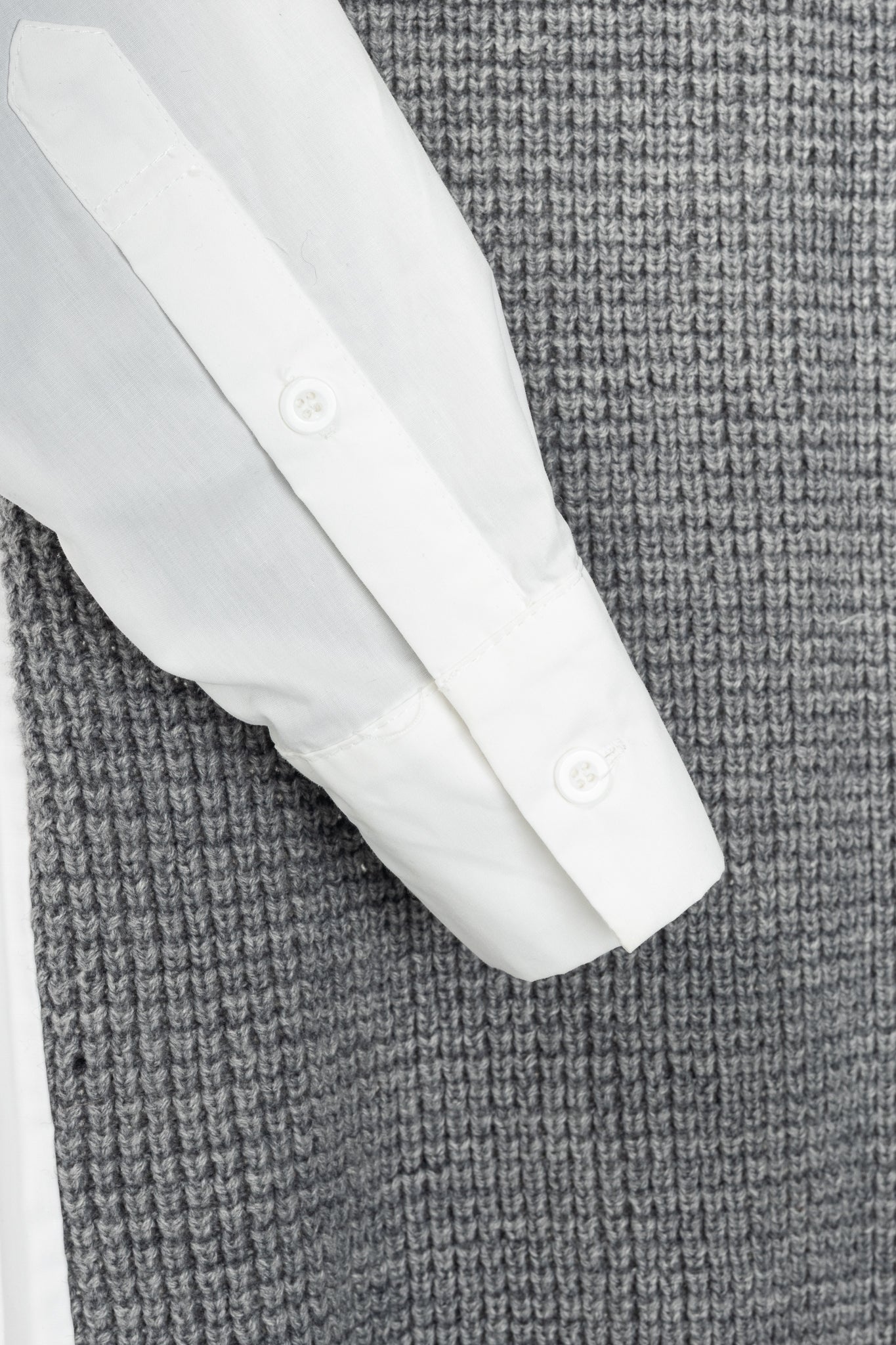 Sacai Grey & White Pleated-Back Sweater Shirt Dress