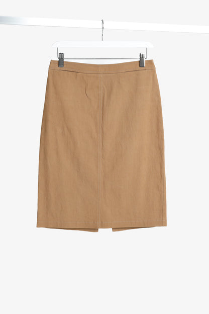 Blumarine Tan Cotton Pencil Skirt