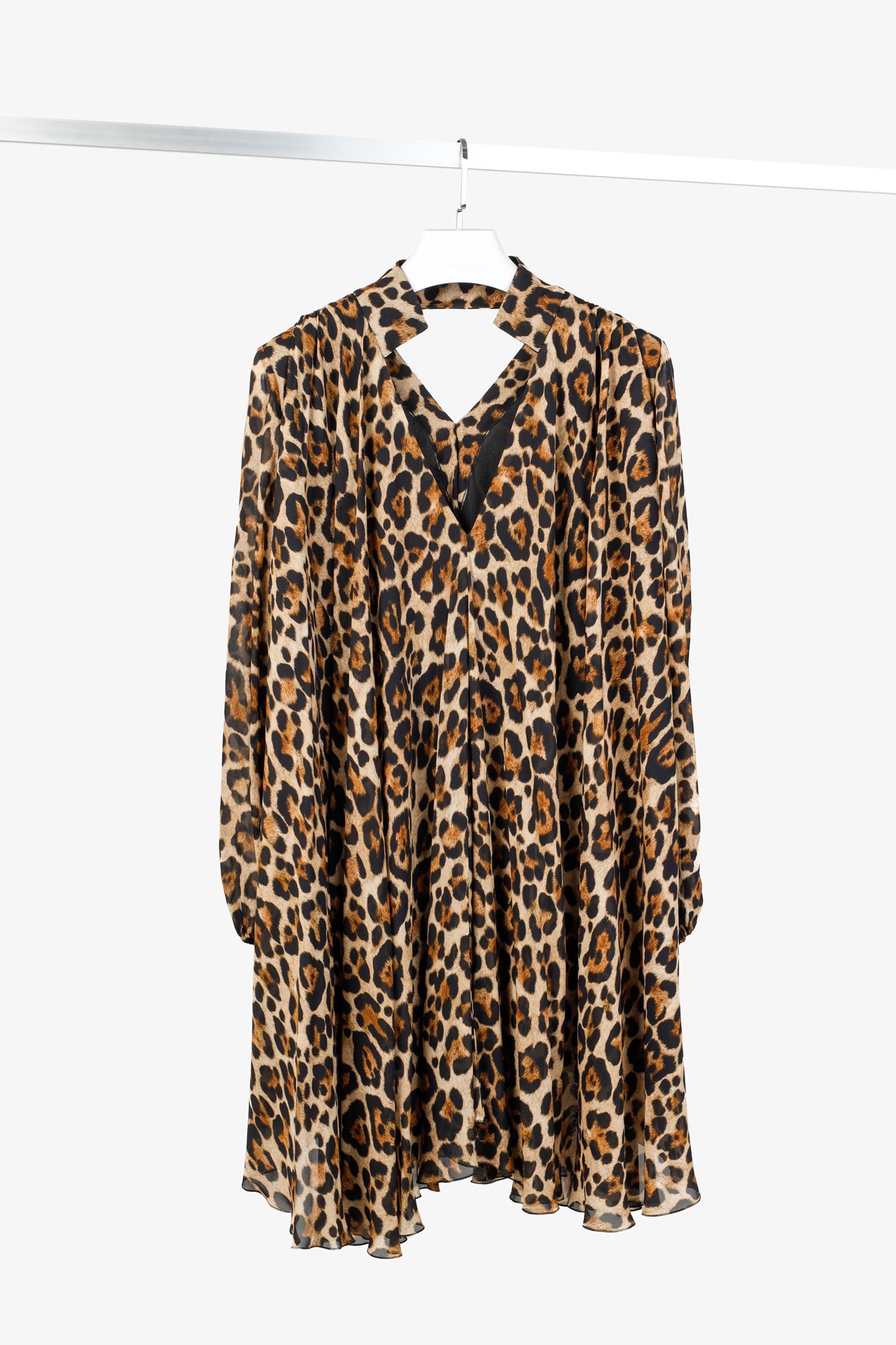 Blumarine PF/21 Leopard-Print Cut-Out Pleated Mini Dress