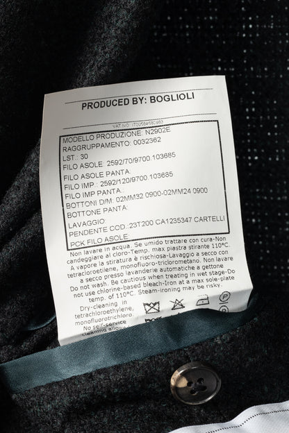 Boglioli Green & Black Plaid Wool-Blend Tweed K-Jacket Blazer