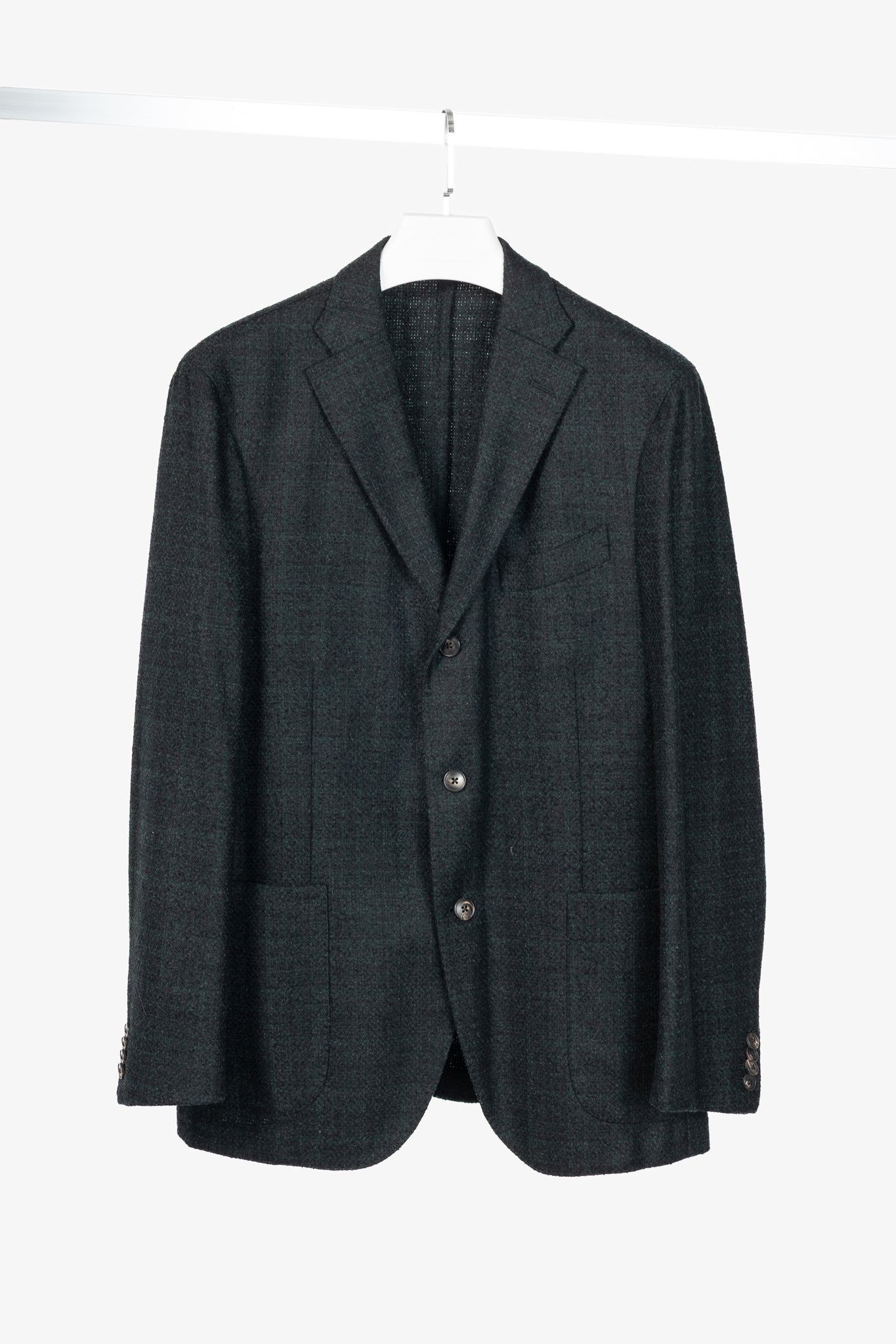 Boglioli Green & Black Plaid Wool-Blend Tweed K-Jacket Blazer