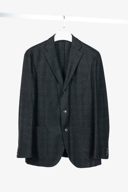 Boglioli Green & Black Plaid Wool-Blend Tweed K-Jacket Blazer
