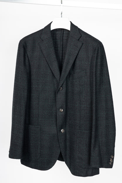 Boglioli Green & Black Plaid Wool-Blend Tweed K-Jacket Blazer