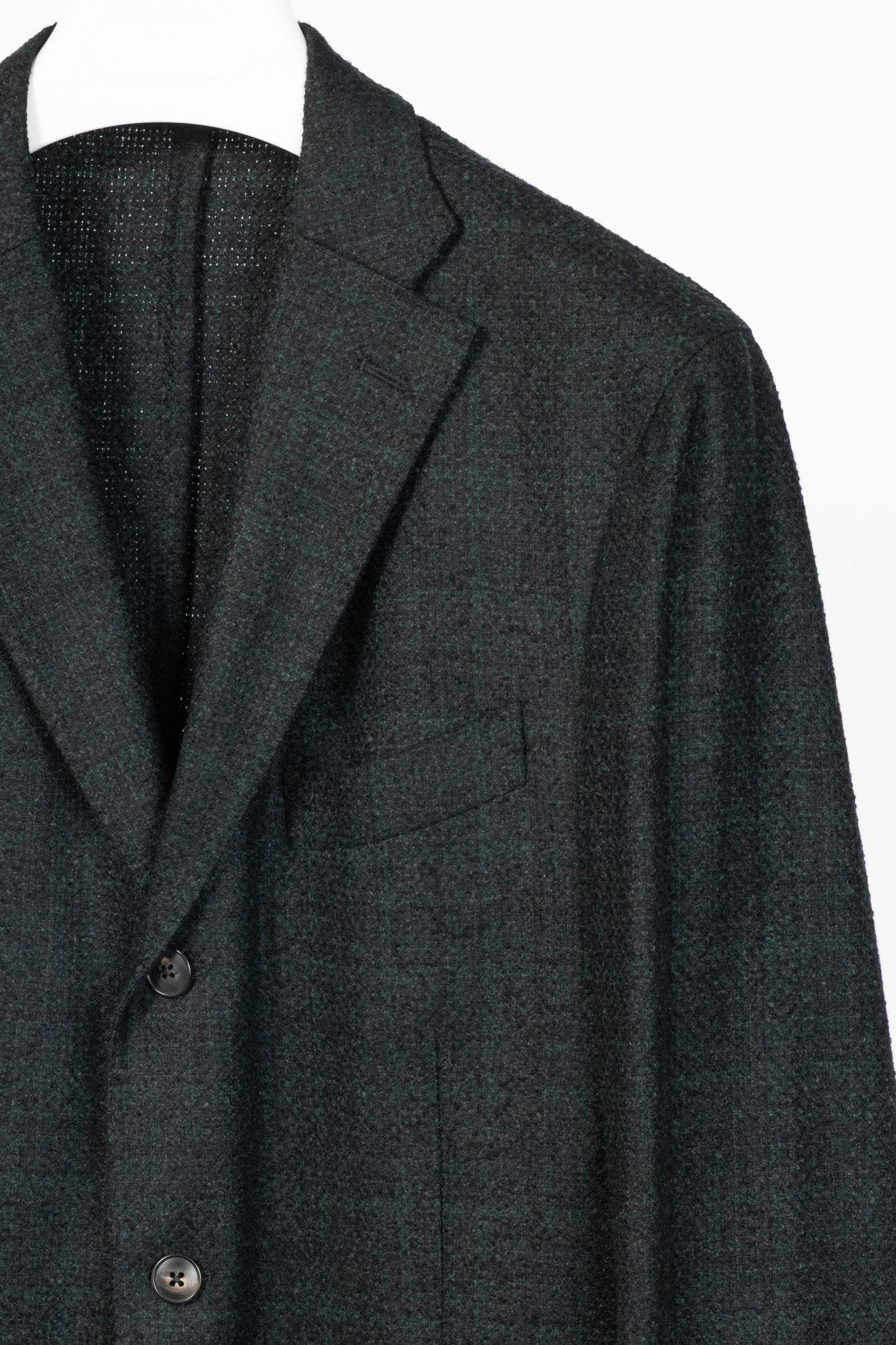 Boglioli Green & Black Plaid Wool-Blend Tweed K-Jacket Blazer
