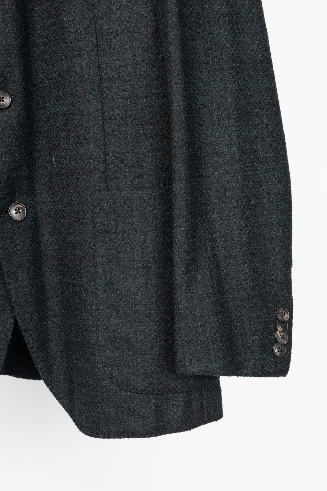 Boglioli Green & Black Plaid Wool-Blend Tweed K-Jacket Blazer