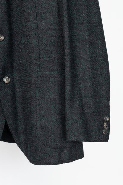 Boglioli Green & Black Plaid Wool-Blend Tweed K-Jacket Blazer