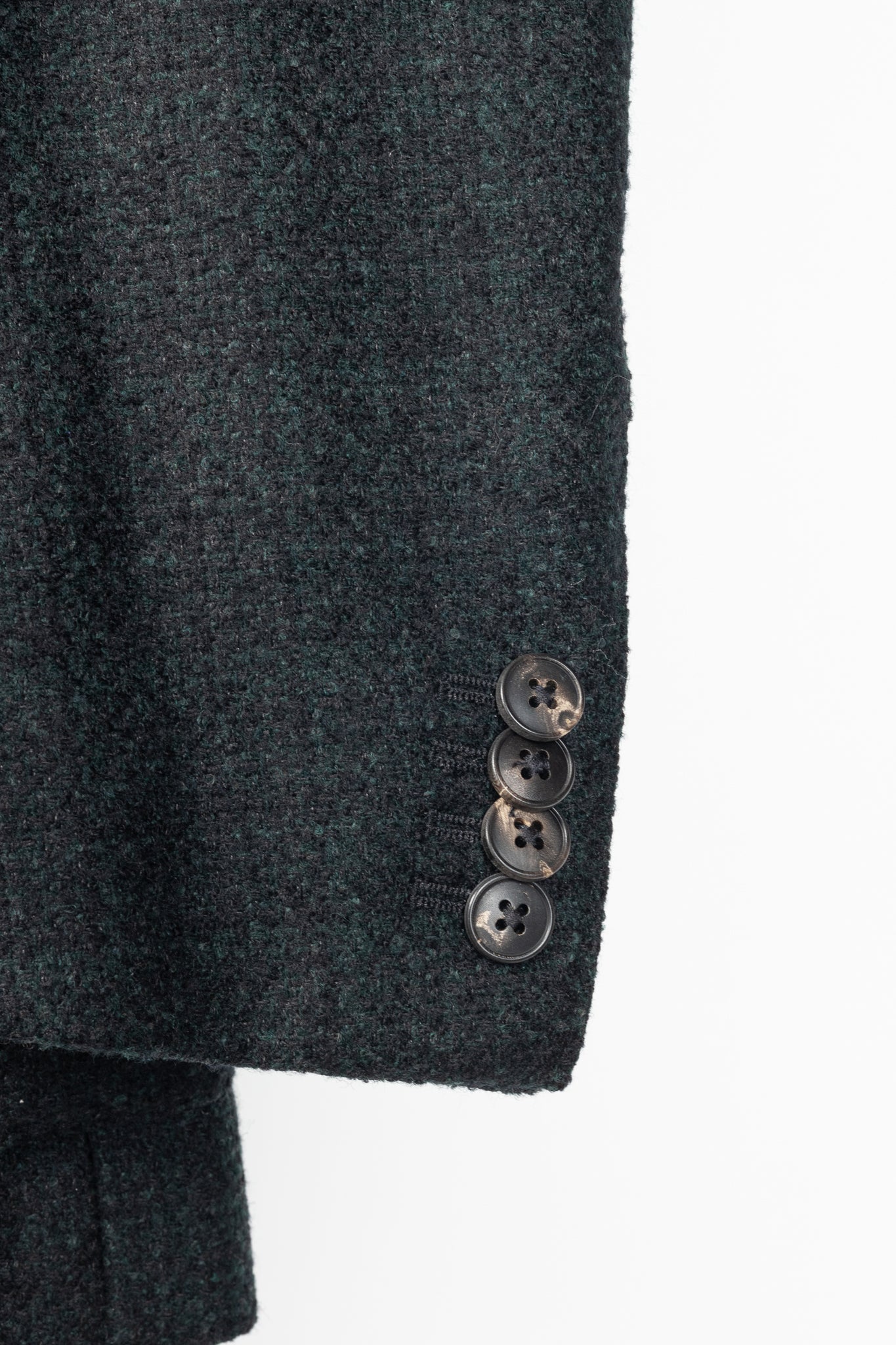 Boglioli Green & Black Plaid Wool-Blend Tweed K-Jacket Blazer