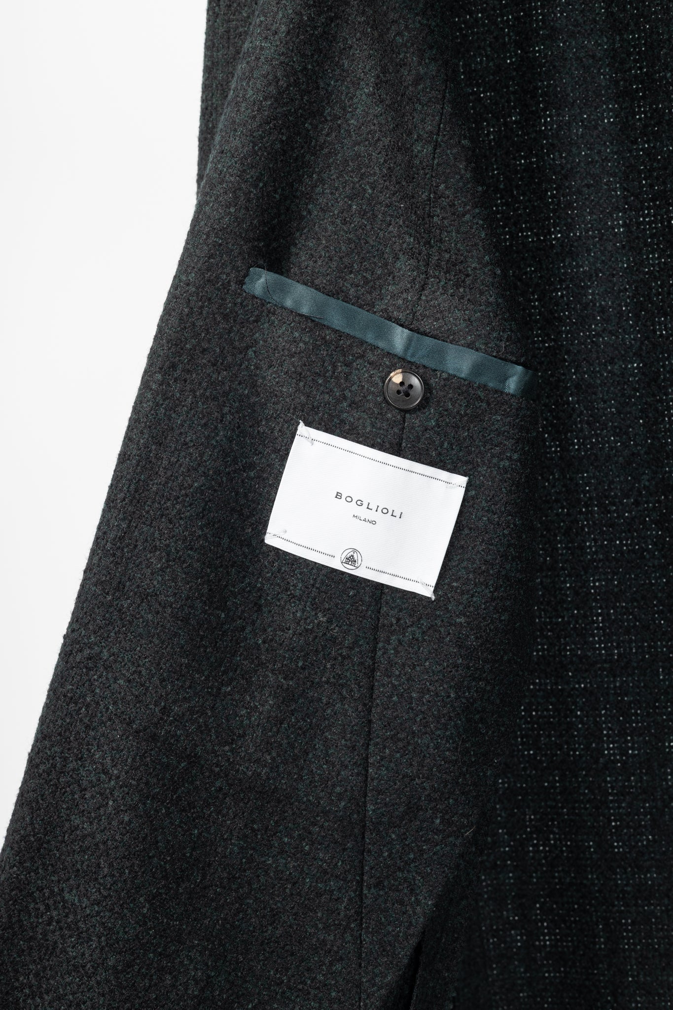 Boglioli Green & Black Plaid Wool-Blend Tweed K-Jacket Blazer