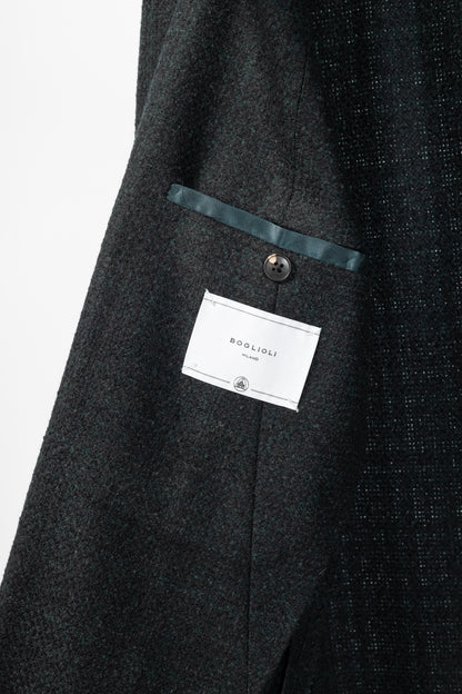 Boglioli Green & Black Plaid Wool-Blend Tweed K-Jacket Blazer