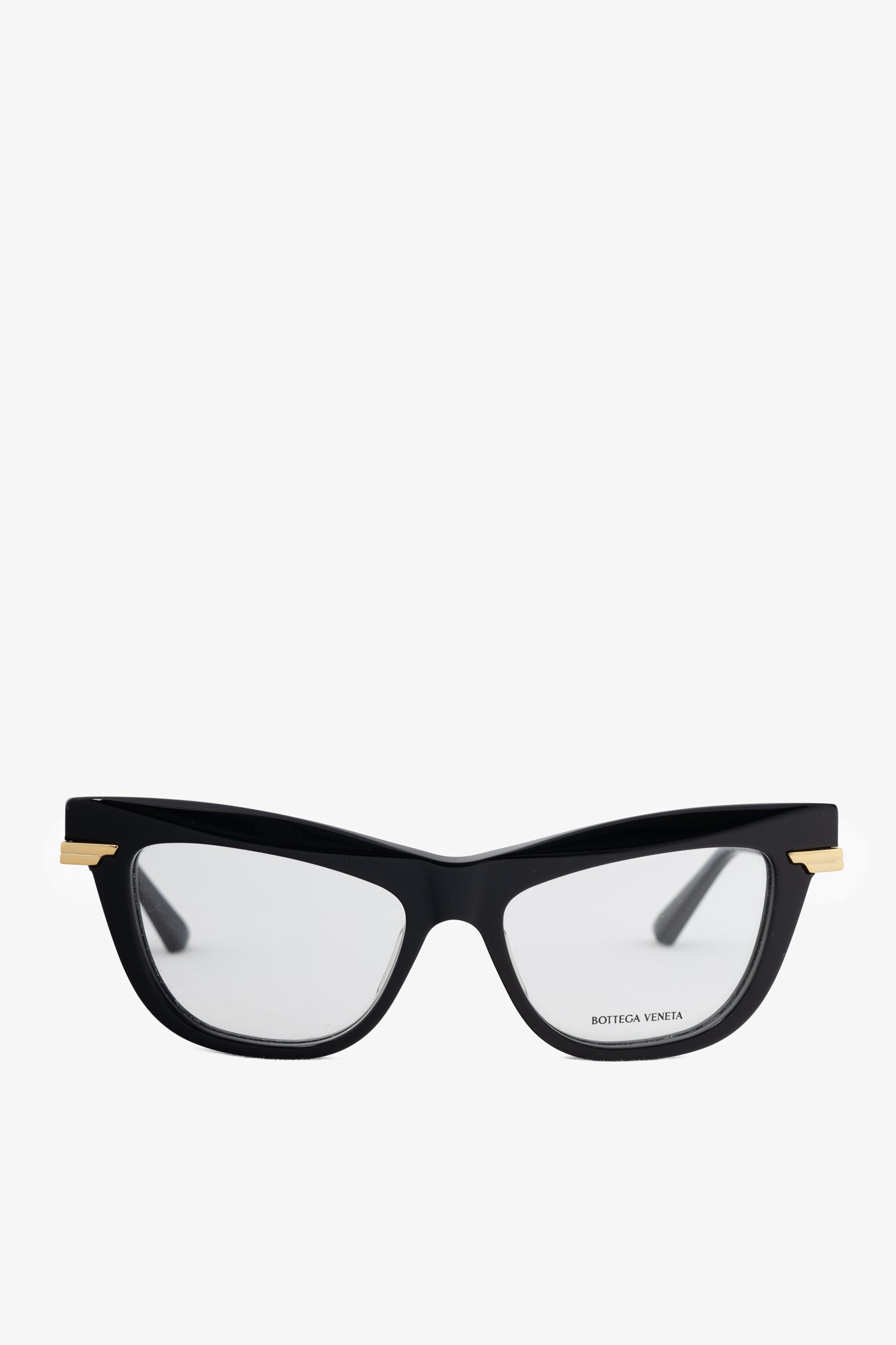 Bottega Veneta BV1266O Black Cat-Eye Gold-Tone Glasses