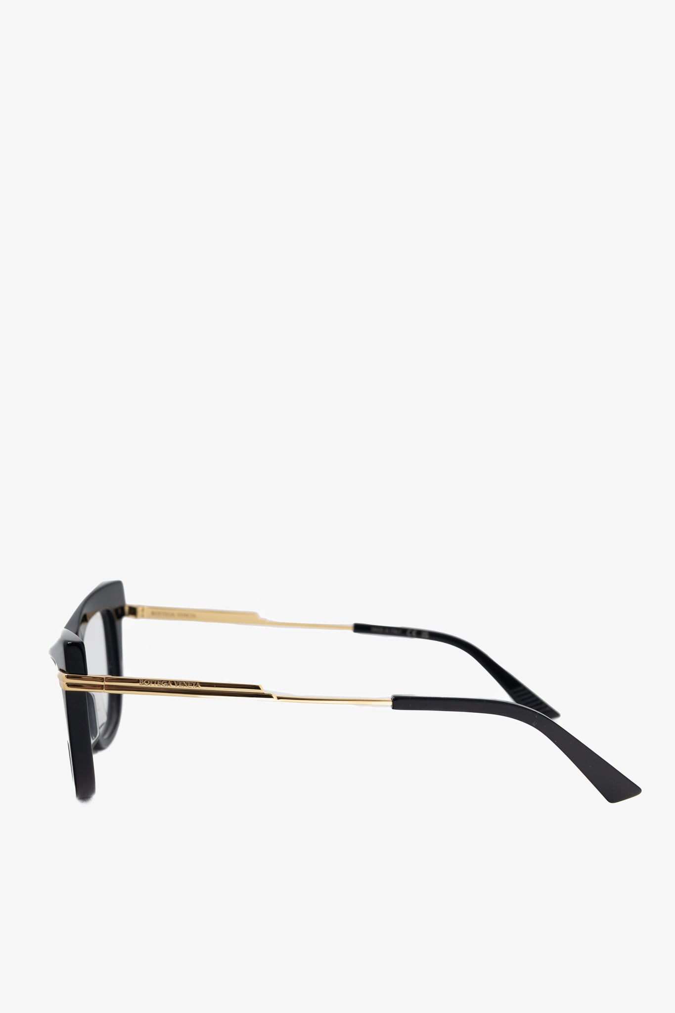Bottega Veneta BV1266O Black Cat-Eye Gold-Tone Glasses