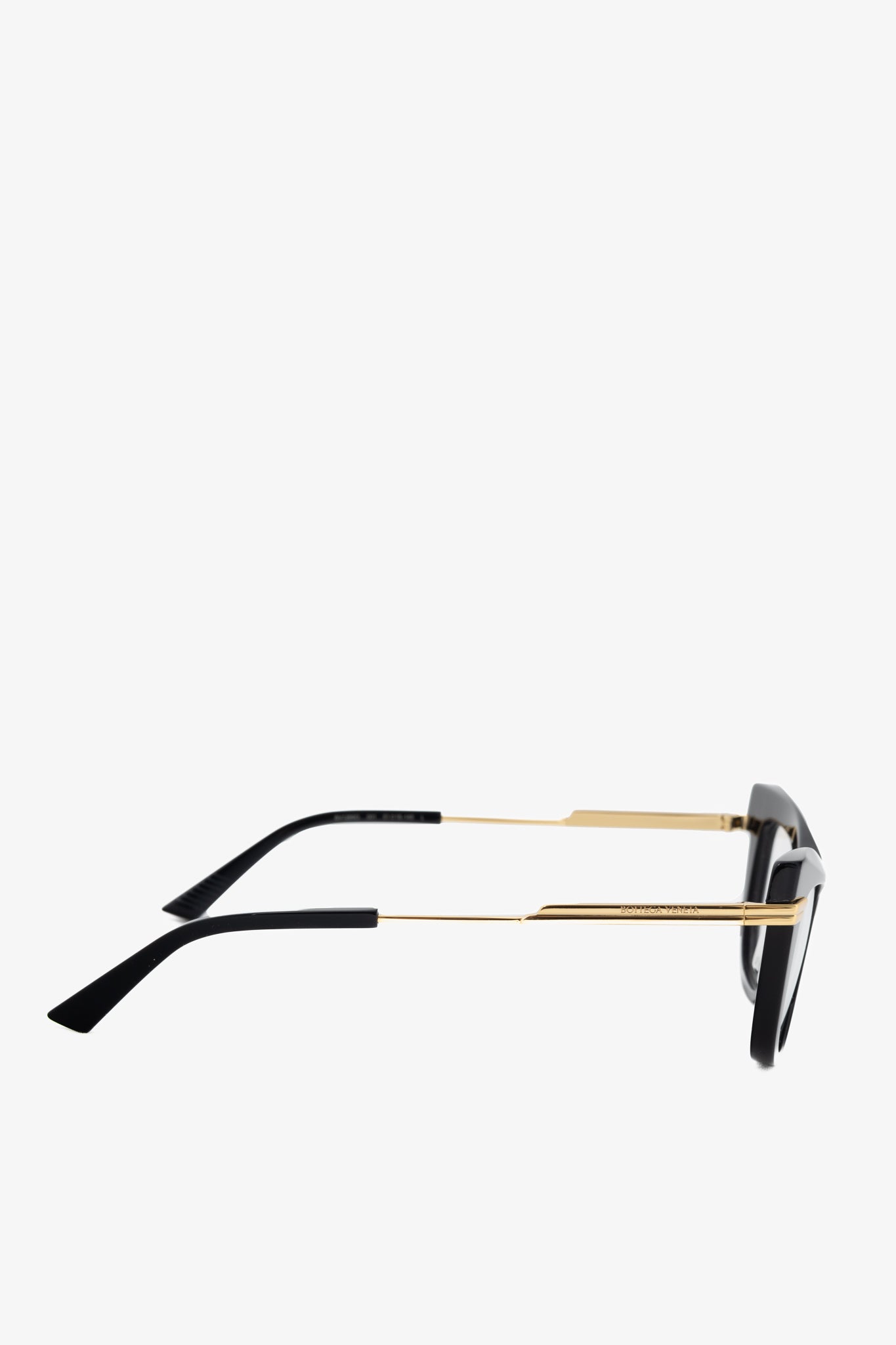 Bottega Veneta BV1266O Black Cat-Eye Gold-Tone Glasses