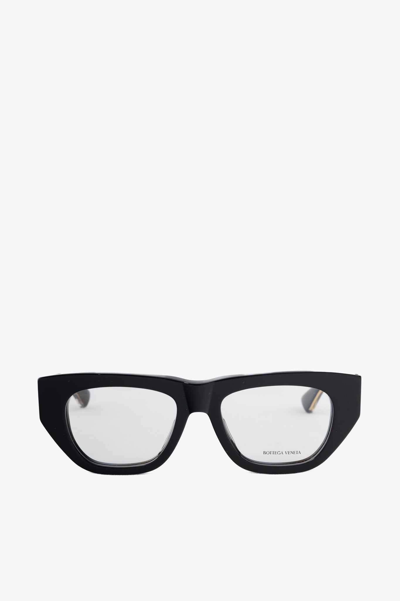 Bottega Veneta BV1279O Black Rectangular Gold-Tone-Arm Glasses