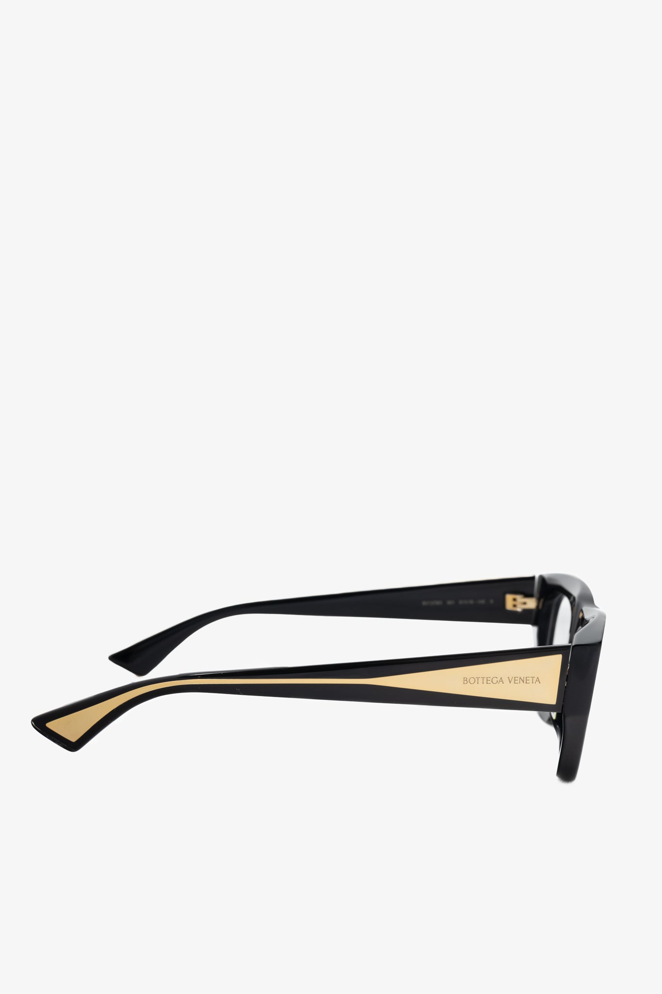 Bottega Veneta BV1279O Black Rectangular Gold-Tone-Arm Glasses