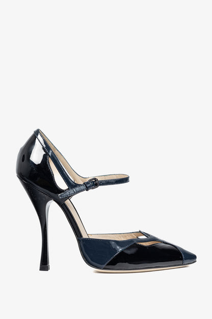 Bottega Veneta AW/12 Runway Vernice Black & Blue Patent-Leather Mary-Jane Heels