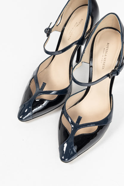 Bottega Veneta AW/12 Runway Vernice Black & Blue Patent-Leather Mary-Jane Heels