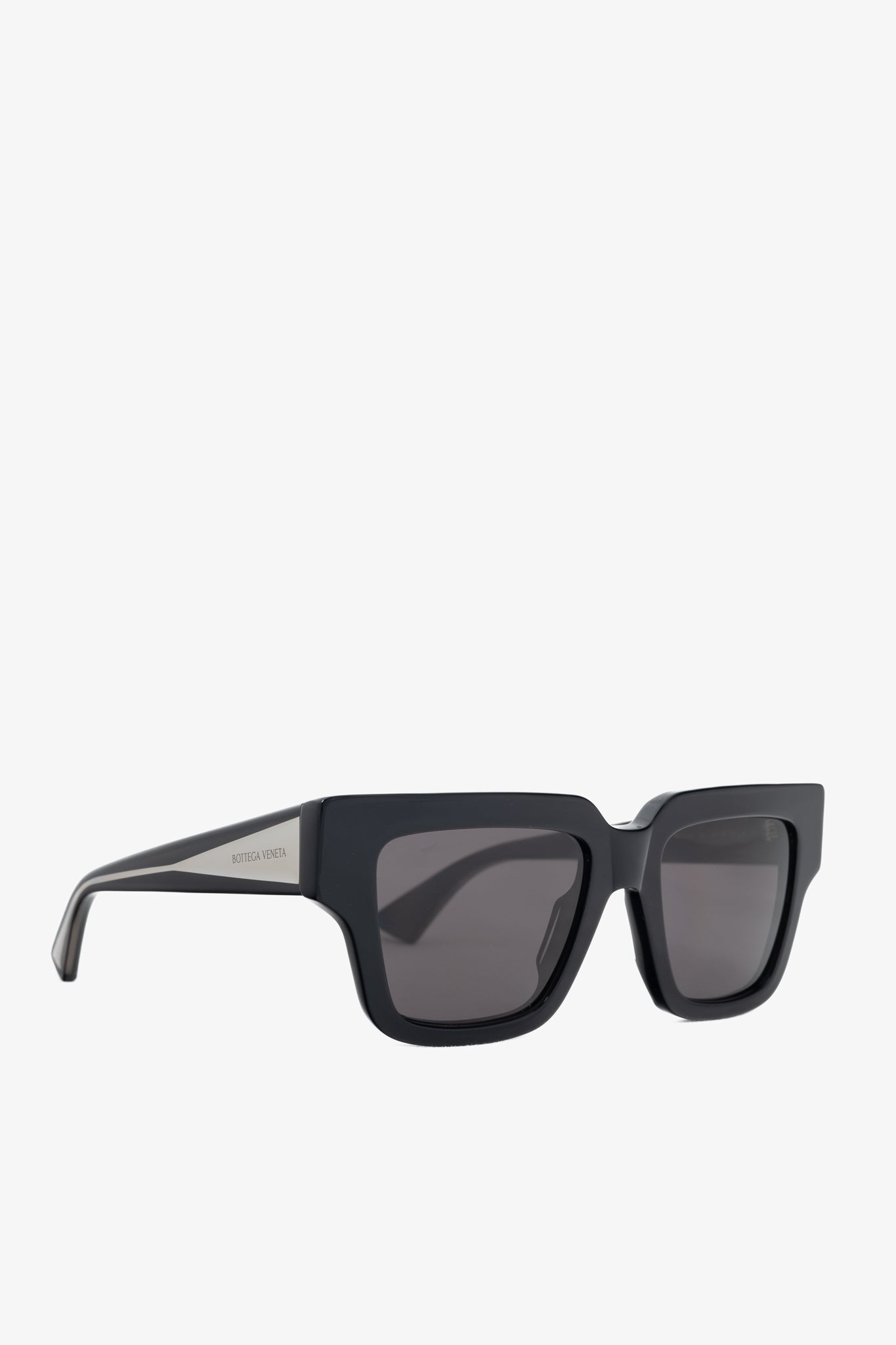 Bottega Veneta BV1276S Black Square Silver-Tone-Arm Sunglasses