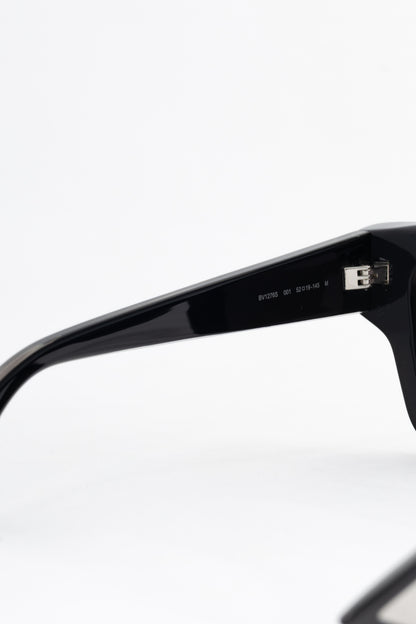 Bottega Veneta BV1276S Black Square Silver-Tone-Arm Sunglasses