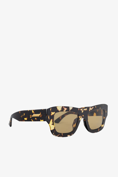 Bottega Veneta BV1357S Havana Tortoiseshell Oversized Square Sunglasses