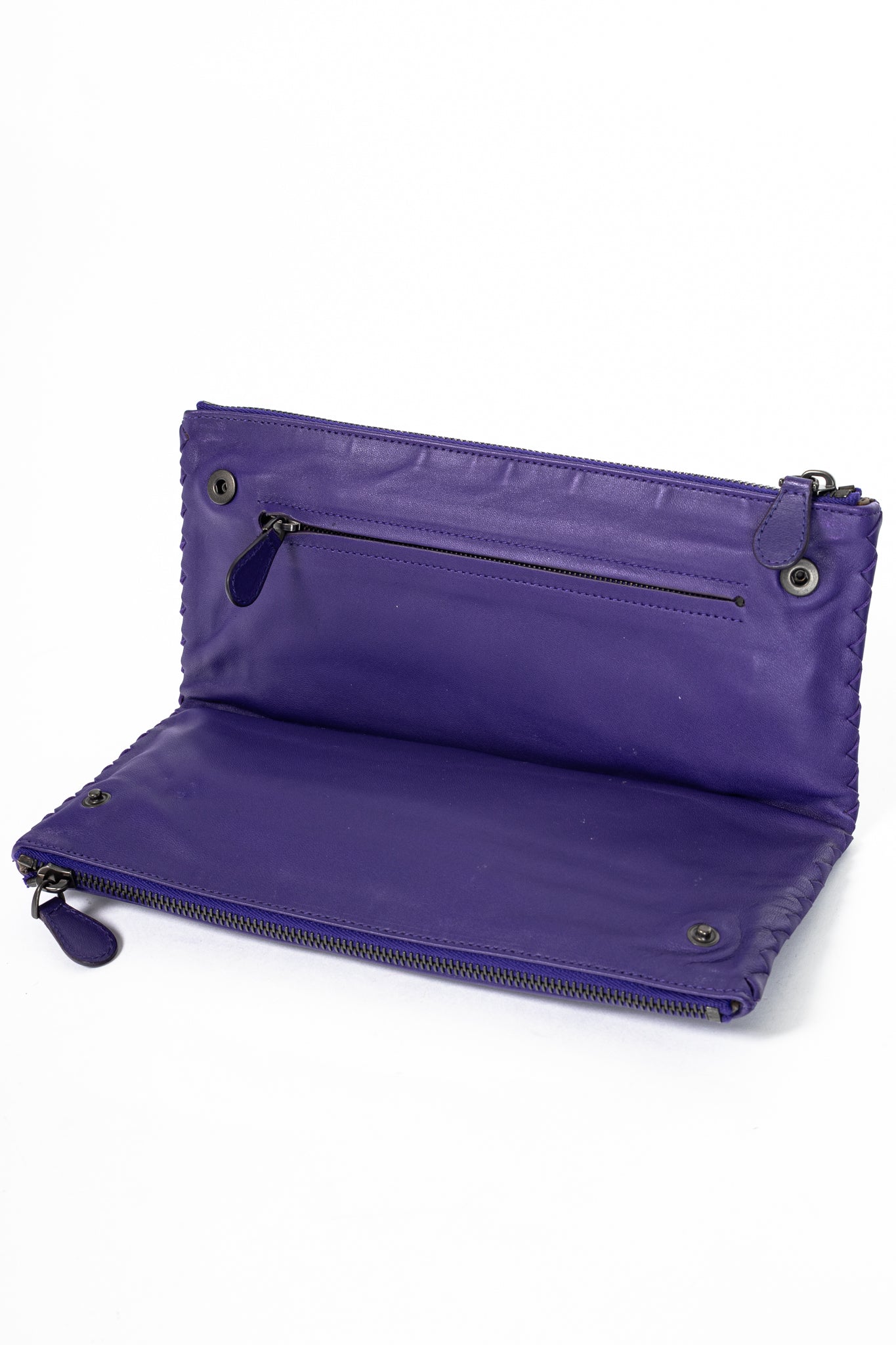 Bottega Veneta Purple Nappa Intrecciato Bifold Clutch