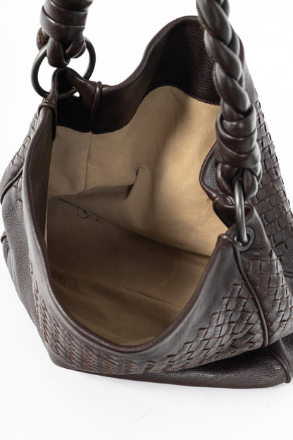 Bottega Veneta Brown Intrecciato Cervo Leather Hobo