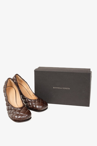 Bottega Veneta Chocolate Stitched Matelasse Nappa Dream Pumps