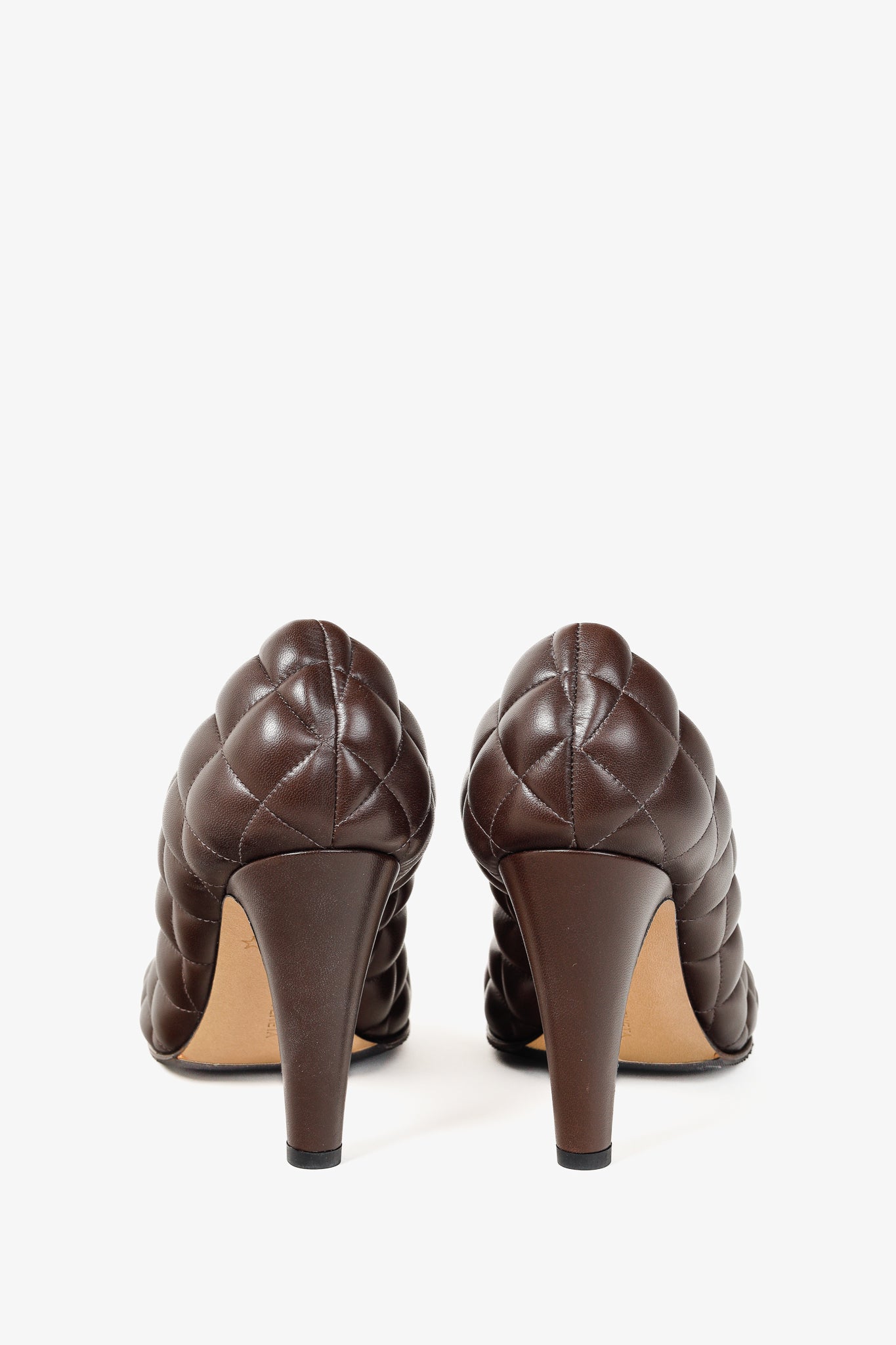 Bottega Veneta Chocolate Stitched Matelasse Nappa Dream Pumps